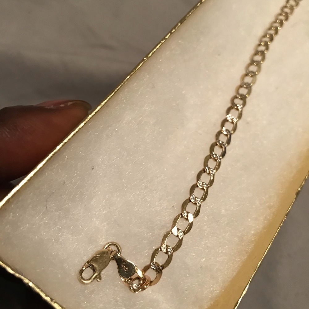 10k gold Cuban link bracelet with white gold cuts